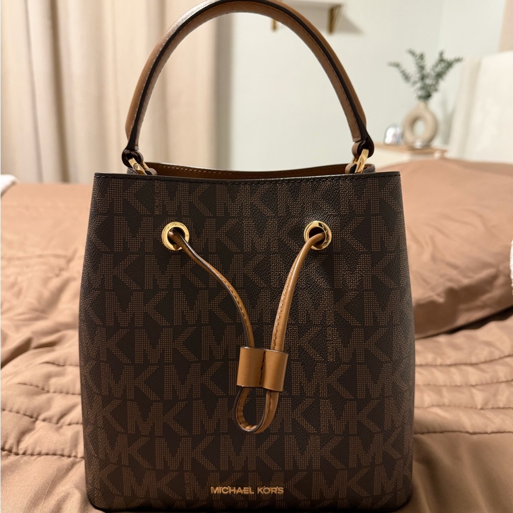 Michael Kors Dark Brown Monogram Shoulder Bag
